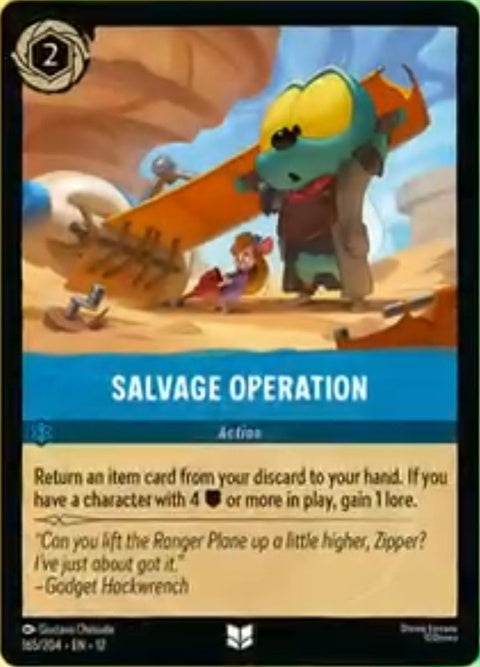 Disney Lorcana Salvage Operation singles card, featuring artwork from the Salvage Operation series in a close-up view.