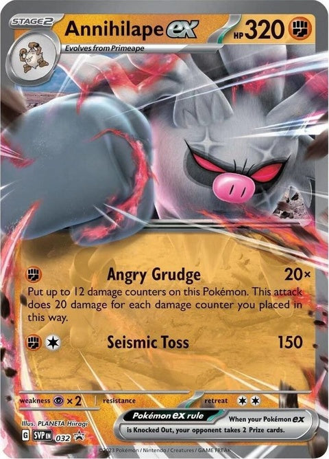 Pokémon Scarlet & Violet Black Star Promo card featuring Annihilape EX from the singles collection.