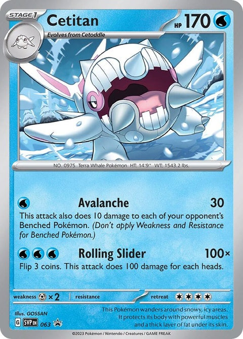 Pokémon Scarlet & Violet Black Star Promo Cetitan card, front view showcasing artwork and card details, single promo card.