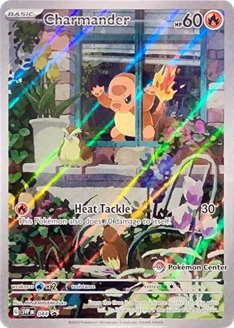 Pokemon Scarlet & Violet Black Star Promo Charmander card, number 44, featuring artwork from the Pokémon Center exclusive collection.