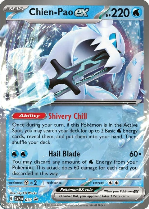 Pokémon Scarlet & Violet Black Star Promo Chien-Pao Ex single card from the Pokémon trading card game.