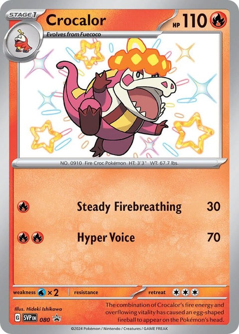 Pokémon Scarlet & Violet Black Star Promo card featuring Crocalor, a single card from the Pokémon trading card game.