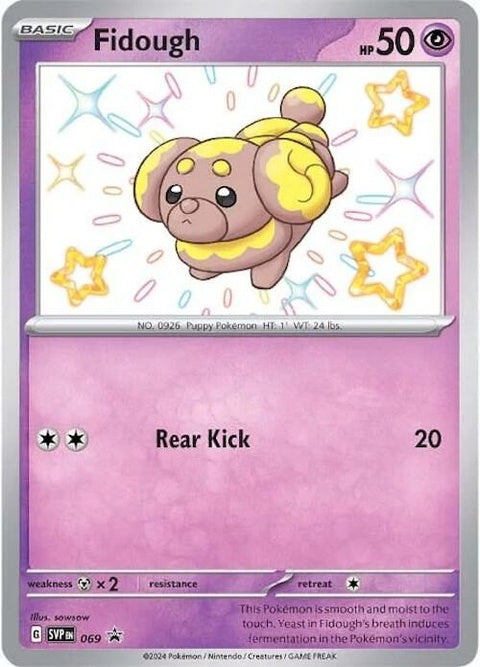 Pokémon Scarlet & Violet Black Star Promo Fidough card, featuring detailed artwork of the Pokémon Fidough in a single card format.
