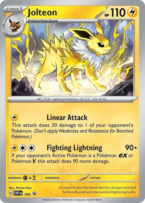 Pokémon Scarlet & Violet Black Star Promo Jolteon card from the singles collection, featuring vibrant artwork and detailed design.
