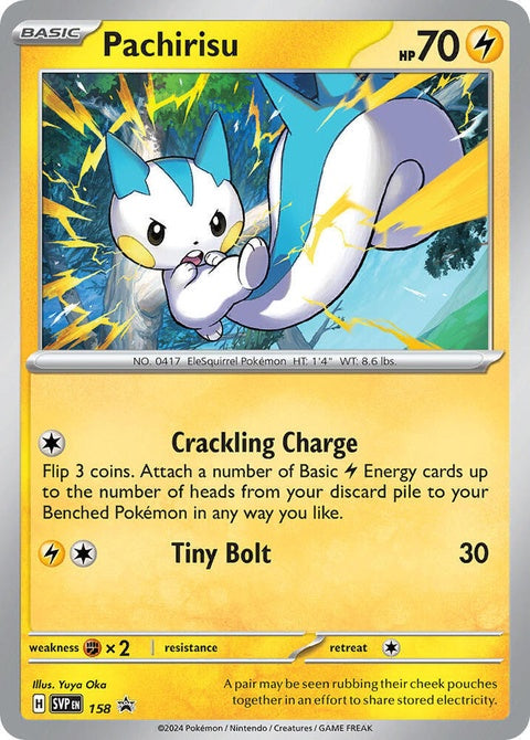 Pokémon Scarlet & Violet Black Star Promo Pachirisu card, Pokémon trading card game, collectible singles, detailed artwork.