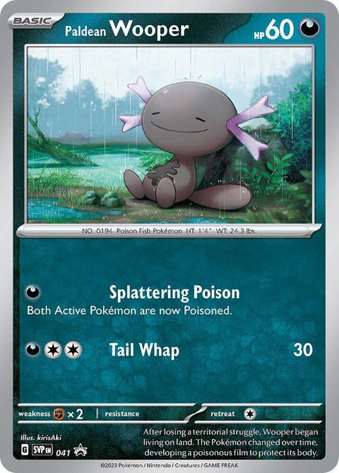 Pokémon Scarlet & Violet Black Star Promo card featuring Paldean Wooper, a collectible trading card from the singles series.