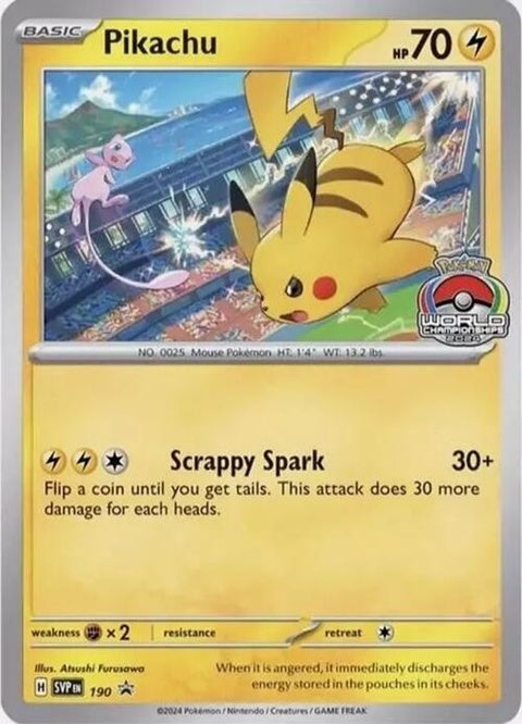 Pokémon Scarlet & Violet Black Star Promo Pikachu card, featuring artwork of Pikachu in a vibrant, collectible trading card image.