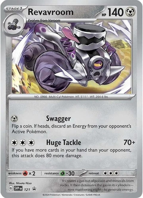 Pokémon Scarlet & Violet Black Star Promo Revavroom card, front view showcasing the artwork and card details.