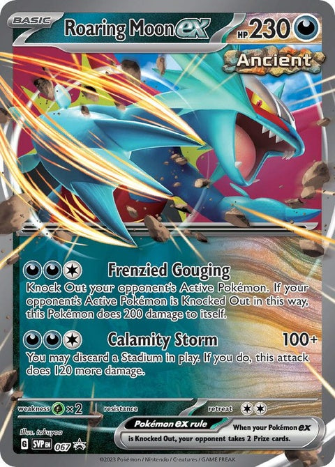 Pokémon Scarlet & Violet Black Star Promo Roaring Moon EX single card from the Pokémon trading card game.