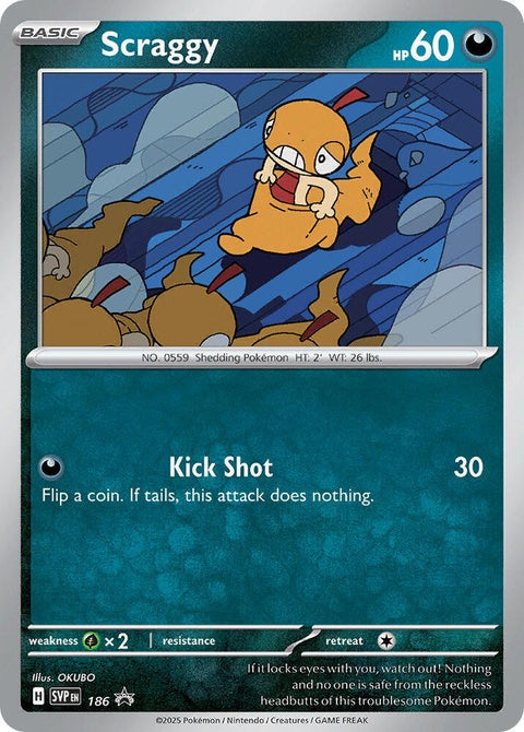 Pokémon Scarlet & Violet Black Star Promo Scraggy card, single Pokémon trading card from the Scarlet & Violet series.