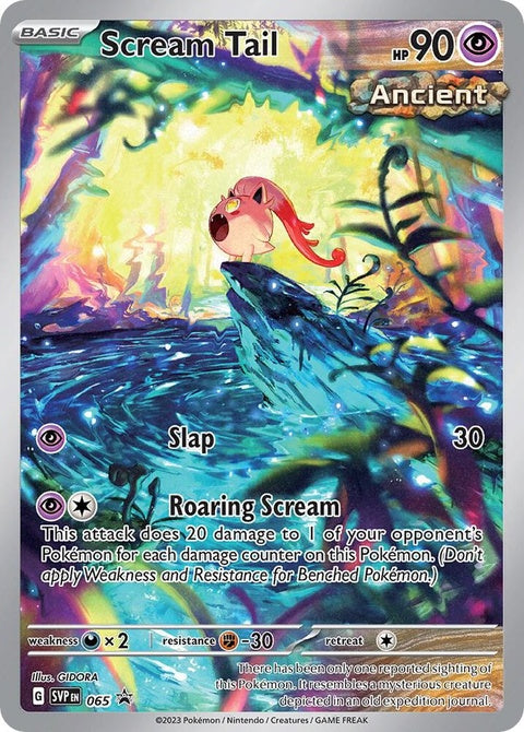 Pokémon Scarlet & Violet Black Star Promo Scream Tail card, featuring detailed illustration and branding, on a white background.