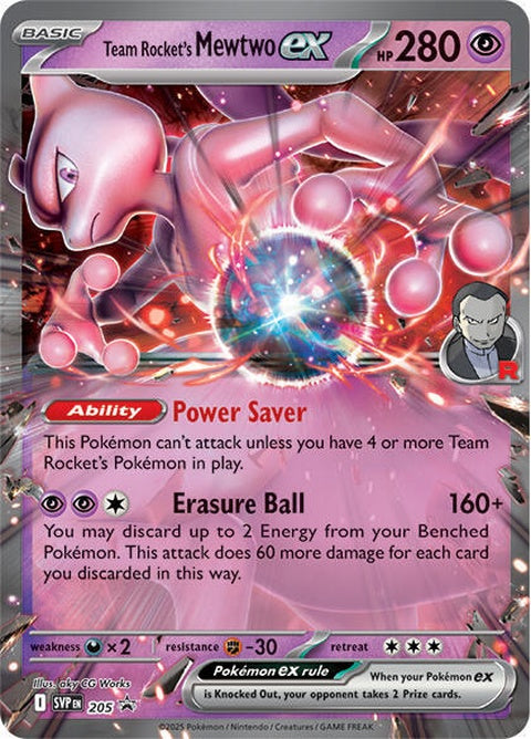 Pokémon Scarlet & Violet Black Star Promo card featuring Team Rocket's Mewtwo EX from the Pokémon Singles collection.