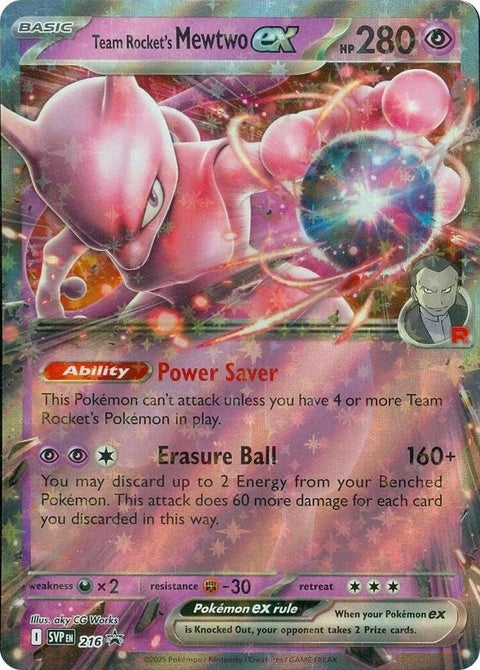 Pokémon Scarlet & Violet Black Star Promo card featuring Team Rocket's Mewtwo EX from the Pokémon trading card game.