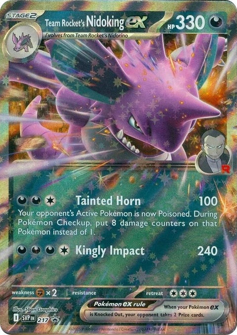 Pokémon Scarlet & Violet Black Star Promo card featuring Team Rocket's Nidoking EX from the Pokémon trading card game.