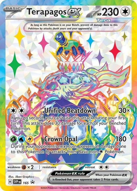 Pokémon Scarlet & Violet Black Star Promo Terapagos EX card, detailed illustration, vibrant colors, and artwork featuring Terapagos.