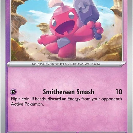Pokémon Scarlet & Violet Black Star Promo Tinkatink card, 25, Cosmo Holofoil, official Pokémon singles card with holographic design.