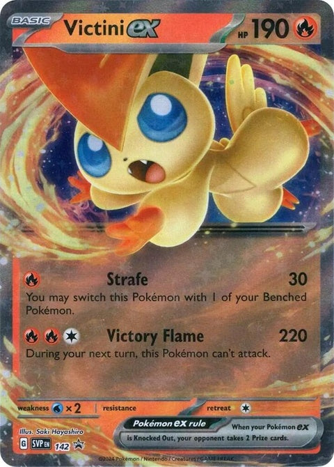 Pokémon Scarlet & Violet Black Star Promo Victini EX trading card, featuring vibrant artwork and detailed design.