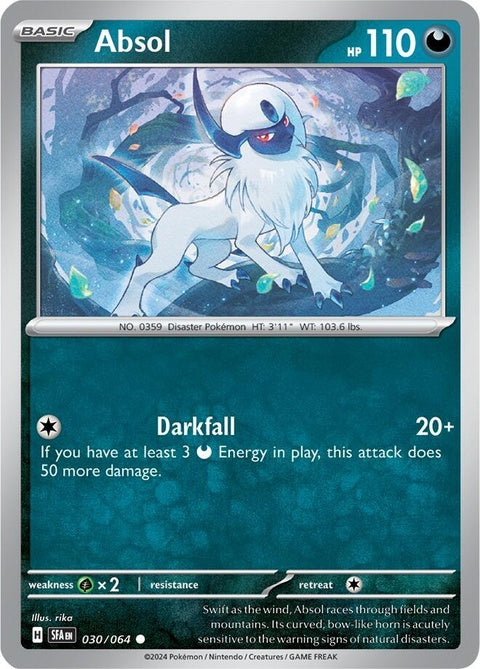 Shrouded Fable Absol Pokémon single card featuring a dark-themed illustration and detailed artwork.
