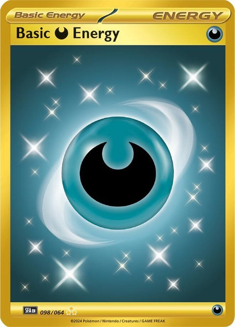 Pokémon Shrouded Fable Basic Darkness Energy card, single Pokémon TCG energy card with dark type design and branding.