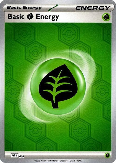 Pokémon Shrouded Fable Basic Grass Energy card, single Pokémon energy card with green design and grass symbol.