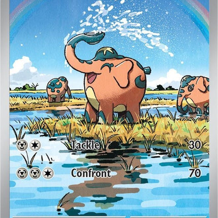 Pokémon Shrouded Fable Cufant single card featuring Cufant in a detailed, artistic illustration with vibrant colors.