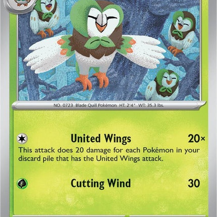 Shrouded Fable Dartrix Pokémon single card featuring a detailed illustration of the bird Pokémon.