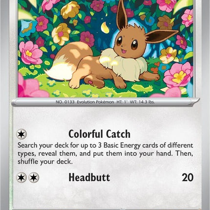 Pokémon Shrouded Fable Eevee 50 card featuring a detailed illustration of Eevee from the Pokémon singles collection.