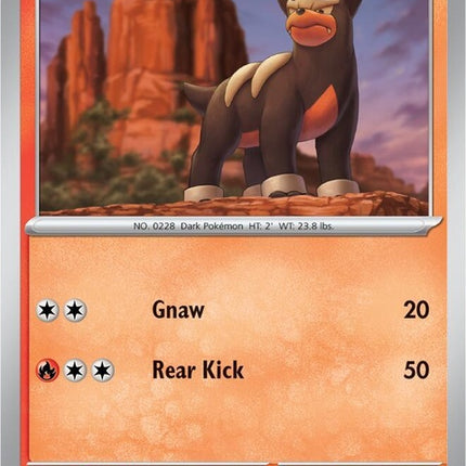 Shrouded Fable Pokémon Houndour card featuring dark artwork and Houndour illustration from the Singles Pokémon series.