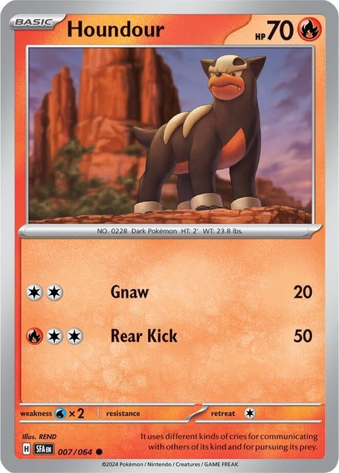 Shrouded Fable Pokémon Houndour card featuring dark artwork and Houndour illustration from the Singles Pokémon series.