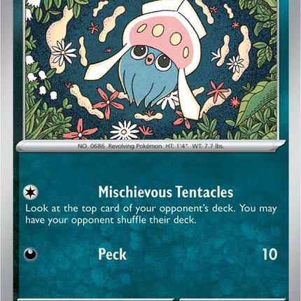 Shrouded Fable Inkay Pokémon singles card, featuring a dark, mysterious design with Inkay in a shadowy setting.