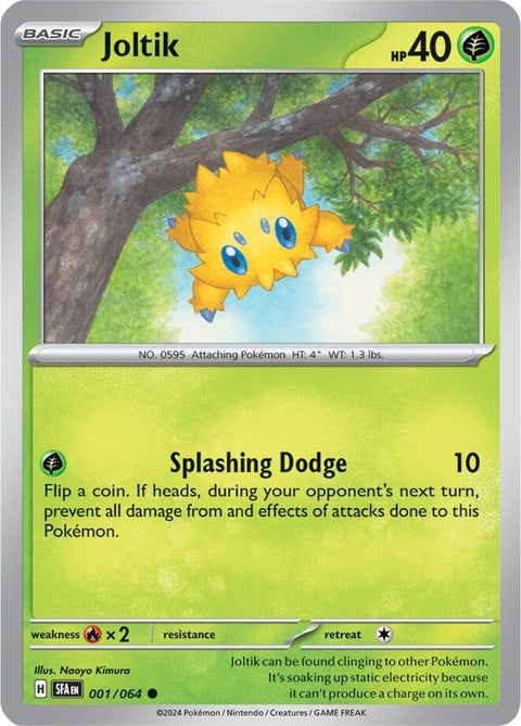Shrouded Fable Pokémon card featuring Joltik, a small Electric bug Pokémon, with vibrant artwork and detailed design.