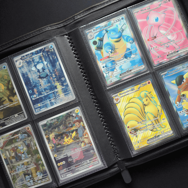 KTM Collectibles Standard Card Binder from Koda Cards, black plastic binder with clear sleeve pages for storing trading cards.