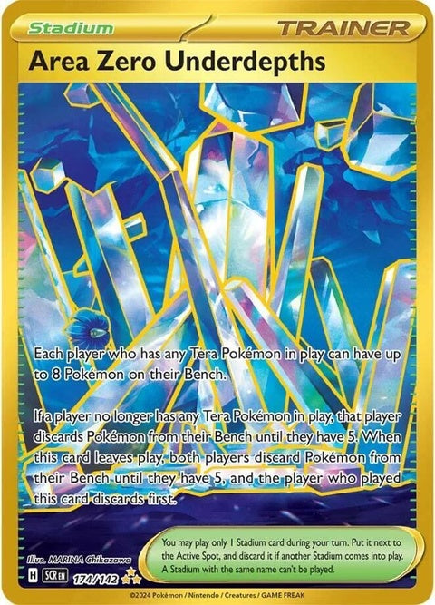 Pokémon Stellar Crown - Area Zero Underdepths singles card, detailed illustration of a Pokémon with vibrant colors and intricate design.