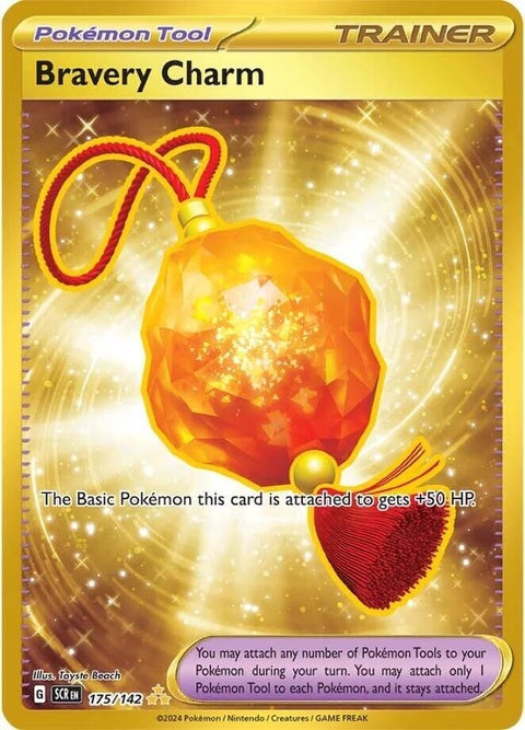 Pokémon Stellar Crown Bravery Charm, a collectible singles charm featuring a star-themed design and Pokémon branding.