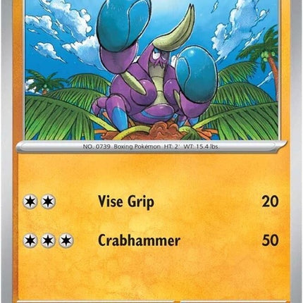 Pokémon Stellar Crown Crabrawler 87 single card featuring Crabrawler Pokémon in vibrant artwork and collectible design.