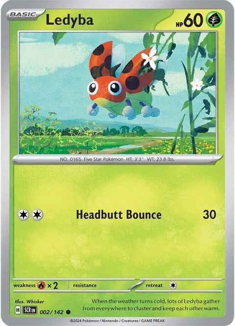 Pokémon Stellar Crown Ledyba single card, featuring colorful illustration of the bug and flying-type Pokémon.