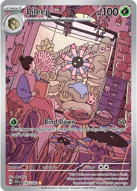 Pokémon Stellar Crown Lileep 145 card from Singles series, featuring detailed illustration of the Pokémon Lileep.