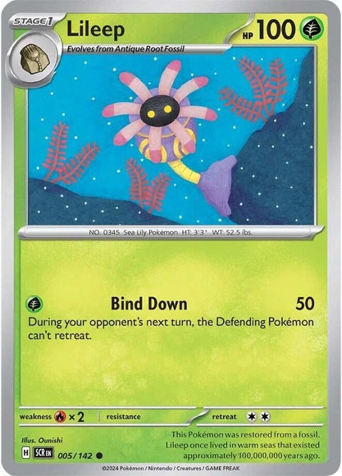 Pokémon Stellar Crown featuring Lileep, a single card from the Pokémon trading card game, showcasing Lileep artwork with Stellar Crown design.