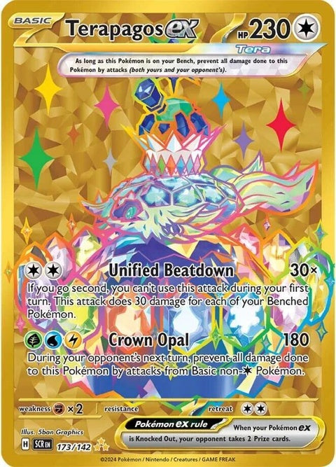 Pokémon Stellar Crown Terapagos EX single card featuring artwork of Terapagos, a Pokémon from the Stellar Crown set.