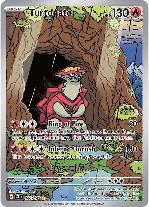 Pokémon Stellar Crown Turtonator single card featuring detailed illustration of Turtonator from the Stellar Crown series.
