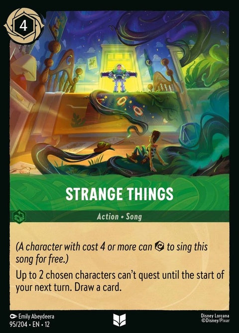 Disney Lorcana Strange Things (95) singles card, featuring vibrant artwork and character details from the collectible card game.