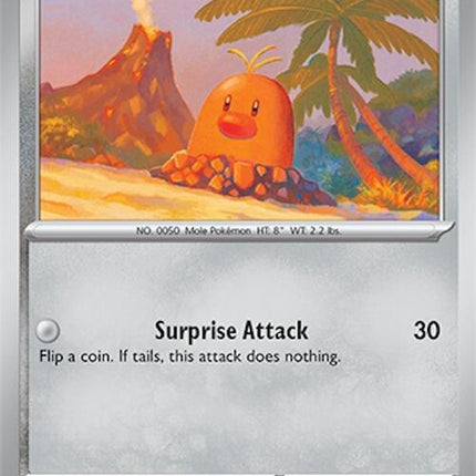 Alolan Diglett Pokémon card from Surging Sparks set, featuring a detailed illustration of the electric-type Pokémon.