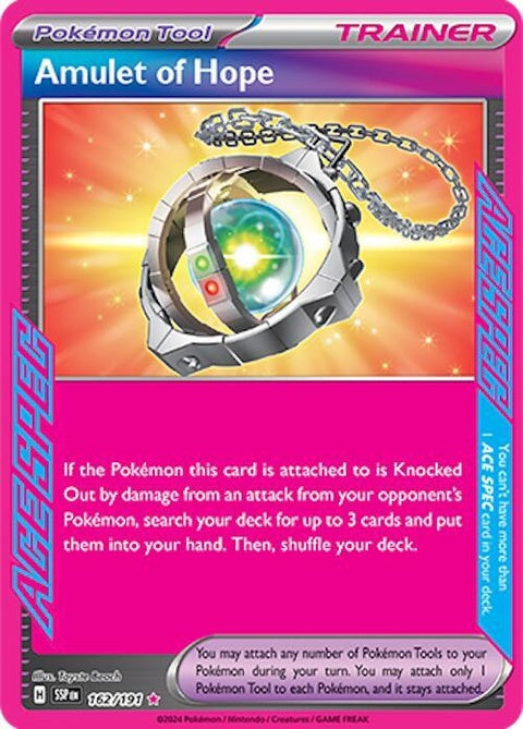 Pokémon Surging Sparks Amulet of Hope, single collectible card featuring vibrant artwork and unique design.