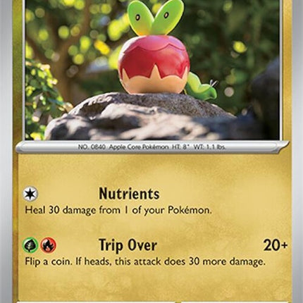 Pokémon Surging Sparks Applin single card featuring Applin in vibrant artwork, part of the Pokémon trading card game collection.