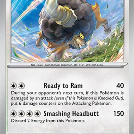 Pokémon Surging Sparks Bouffalant 151 single card featuring a detailed illustration of the Pokémon Bouffalant.