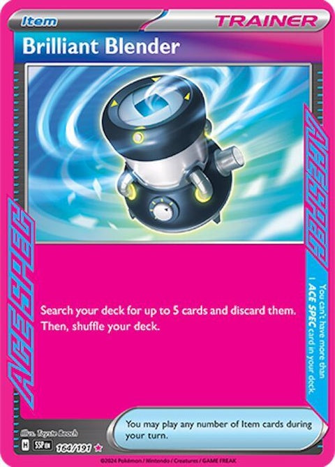Pokémon Surging Sparks Brilliant Blender Singles, colorful Pokémon-themed collectible card with vibrant artwork.