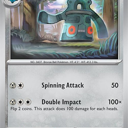 Pokémon Surging Sparks Bronzong 127 card from the Singles collection, featuring detailed artwork of the Steel/Psychic Pokémon.