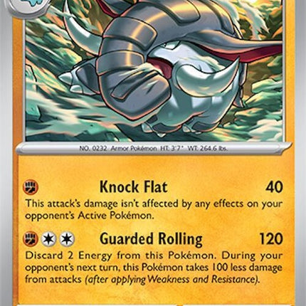 Pokémon Surging Sparks Donphan card from the singles collection, featuring detailed artwork of the Pokémon Donphan.