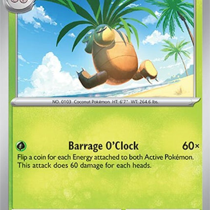 Pokémon Surging Sparks Exeggutor card from the Singles collection, featuring detailed artwork of the grass and psychic-type Pokémon.