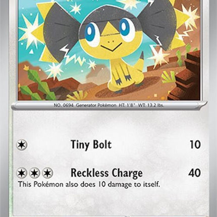 Pokémon Surging Sparks Helioptile single card featuring Helioptile in vibrant artwork, from the Pokémon trading card game.